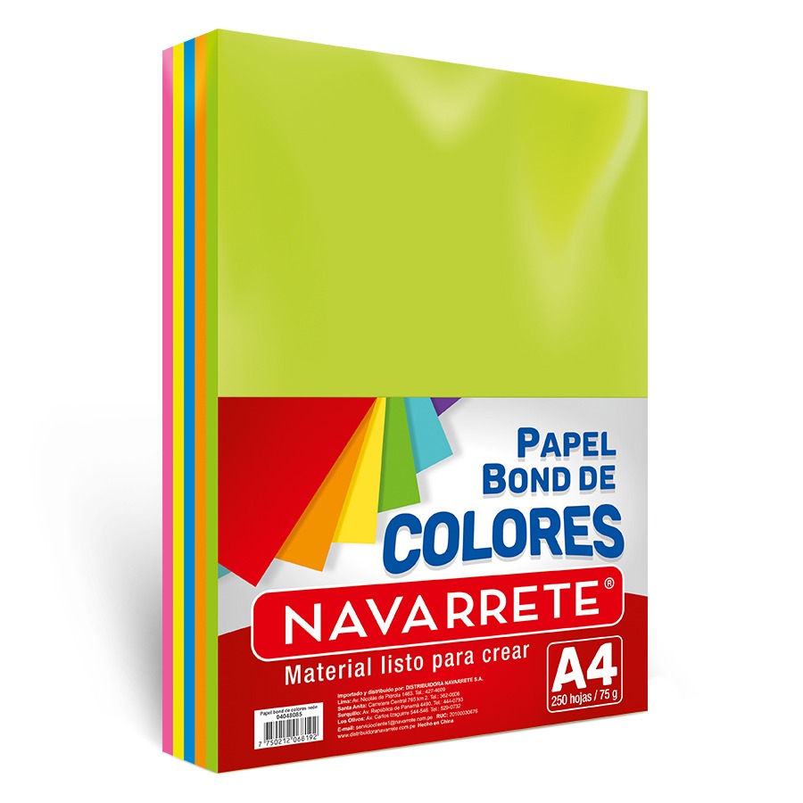 Soplar Rango Mancha Papel Bond de Colores A4 Archivos - Navarrete
